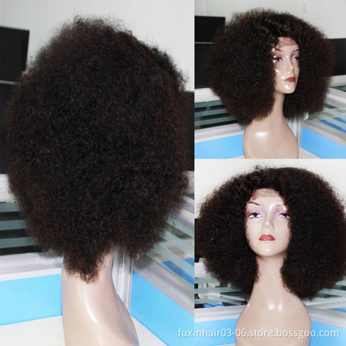 Mongolia Short Puff Afro Kinky Curly Human Hair Wigs Puf Natural 250 Density African Lace Front Wigs For Black Women